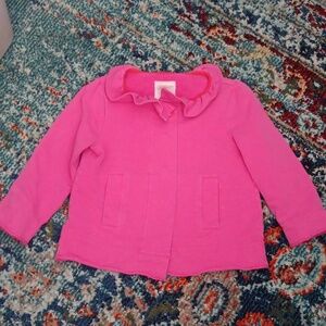 Crewcuts soft knit swing jacket with ruffled neckline